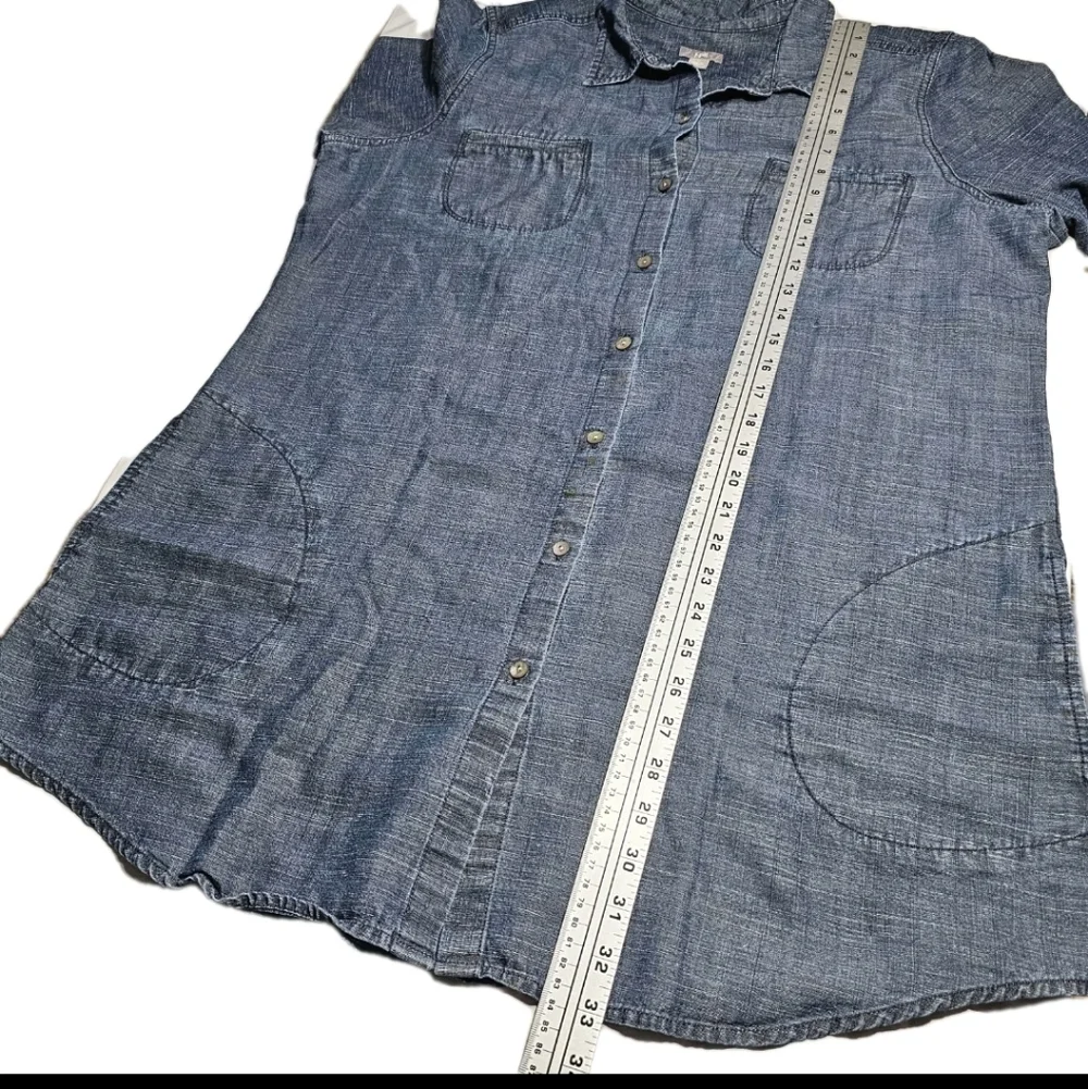 J Jill Large Longsleeve Button Frontt  Roll Tab Chambray   Denim Shirt Dress - Picture 8 of 14